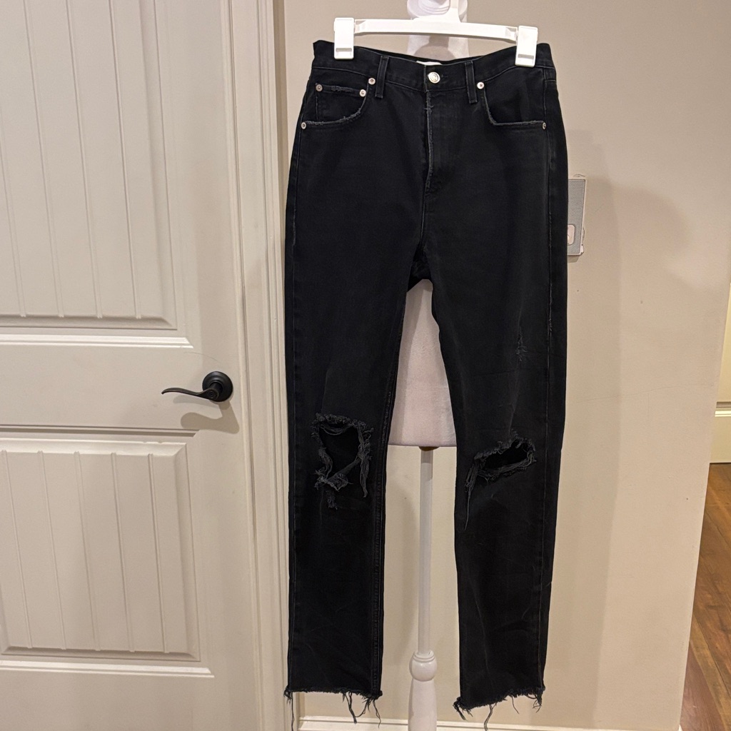 Agolde Black Distressed Skinny Jeans